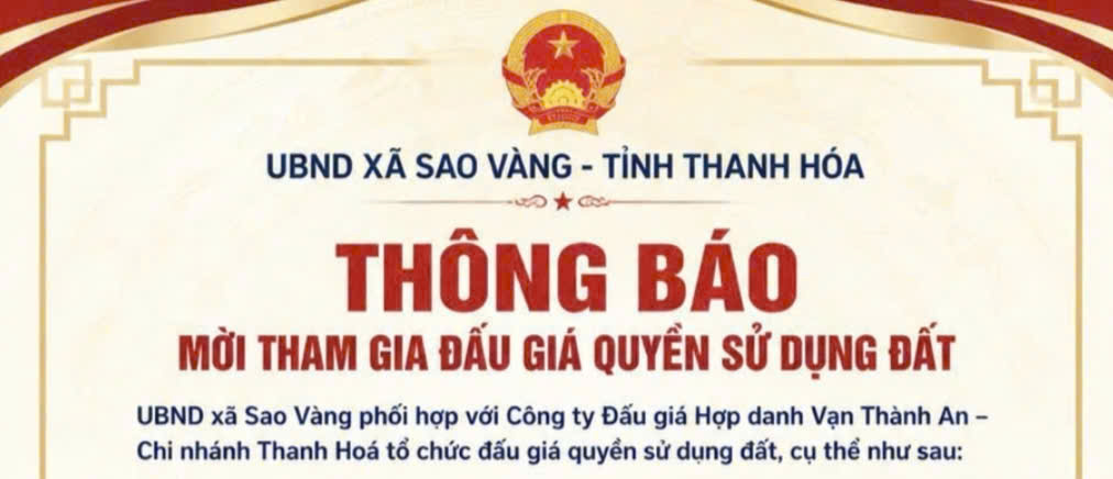 Thông báo mời tham gia đấu giá quyền sử dụng đất