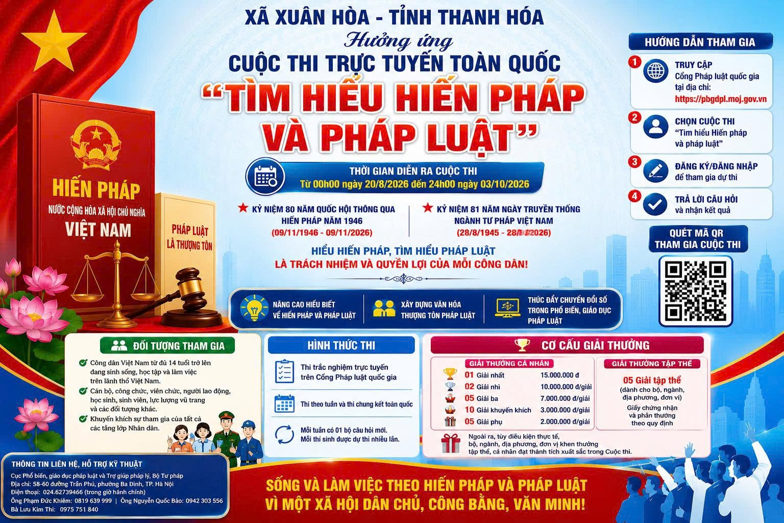 XÃ XUÂN HÒA HƯỞNG ỨNG CUỘC THI TRỰC TUYẾN TOÀN QUỐC “TÌM HIỂU HIẾN PHÁP VÀ PHÁP LUẬT”