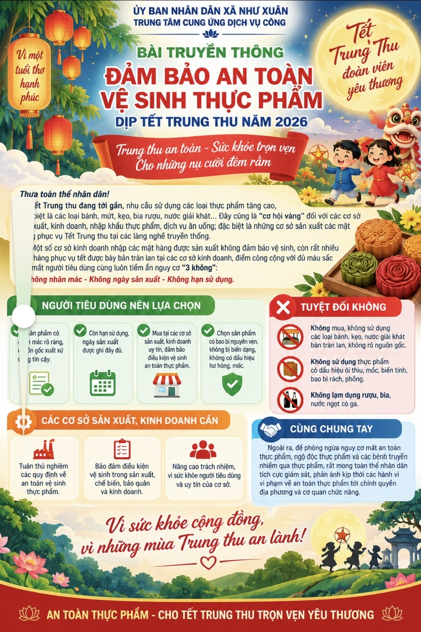 Đảm bảo an toàn vệ sinh thực phẩm dịp Tết Trung thu năm 2026