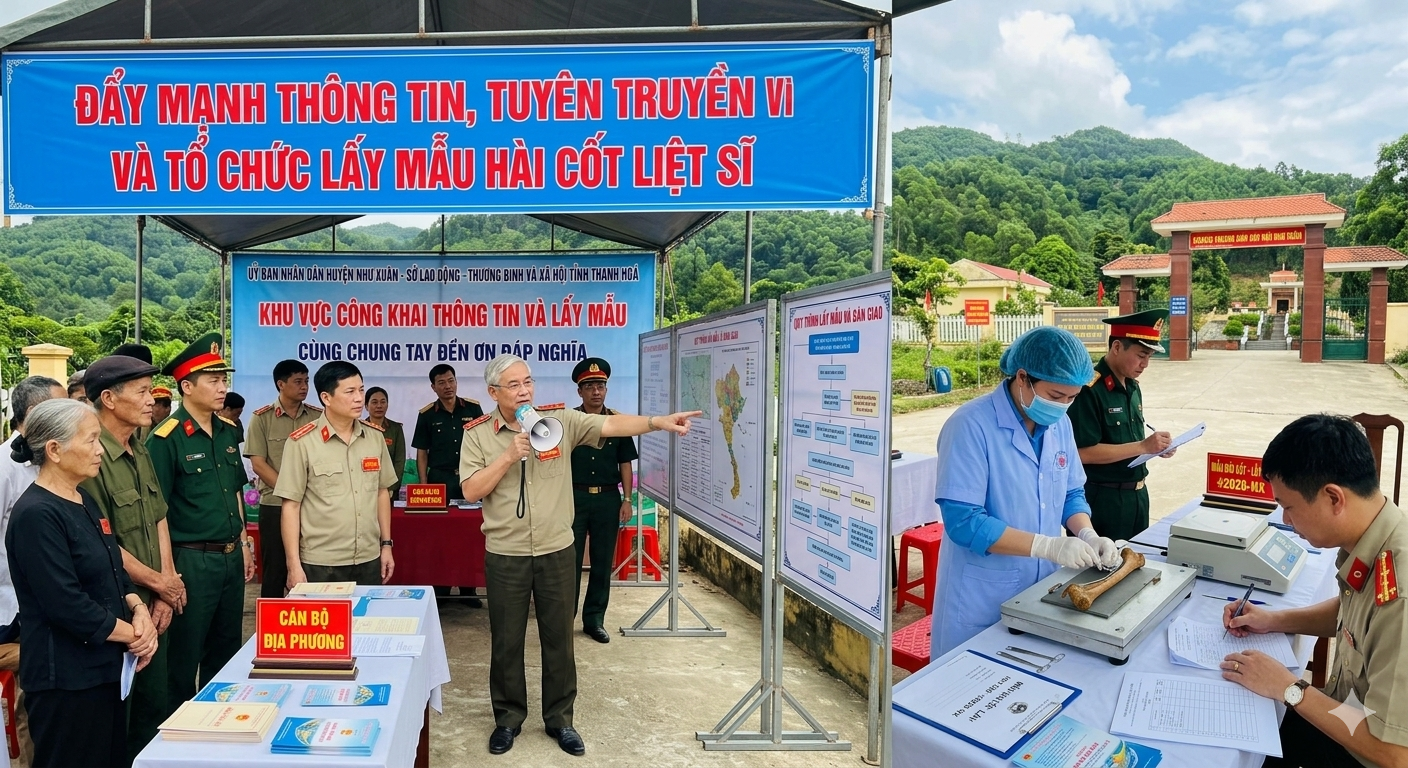 Thượng Ninh đẩy mạnh công tác thông tin, tuyên truyền tìm kiếm, quy tập hài cốt liệt sĩ và tổ chức lấy mẫu, bàn giao mẫu hài cốt liệt sĩ