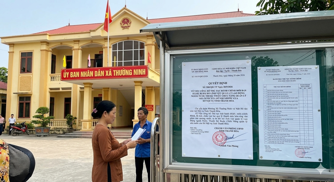  Công khai Quyết định Về việc công bố danh mục thủ tục hành chính mới ban hành, bị bãi bỏ lĩnh vực Nội vụ
