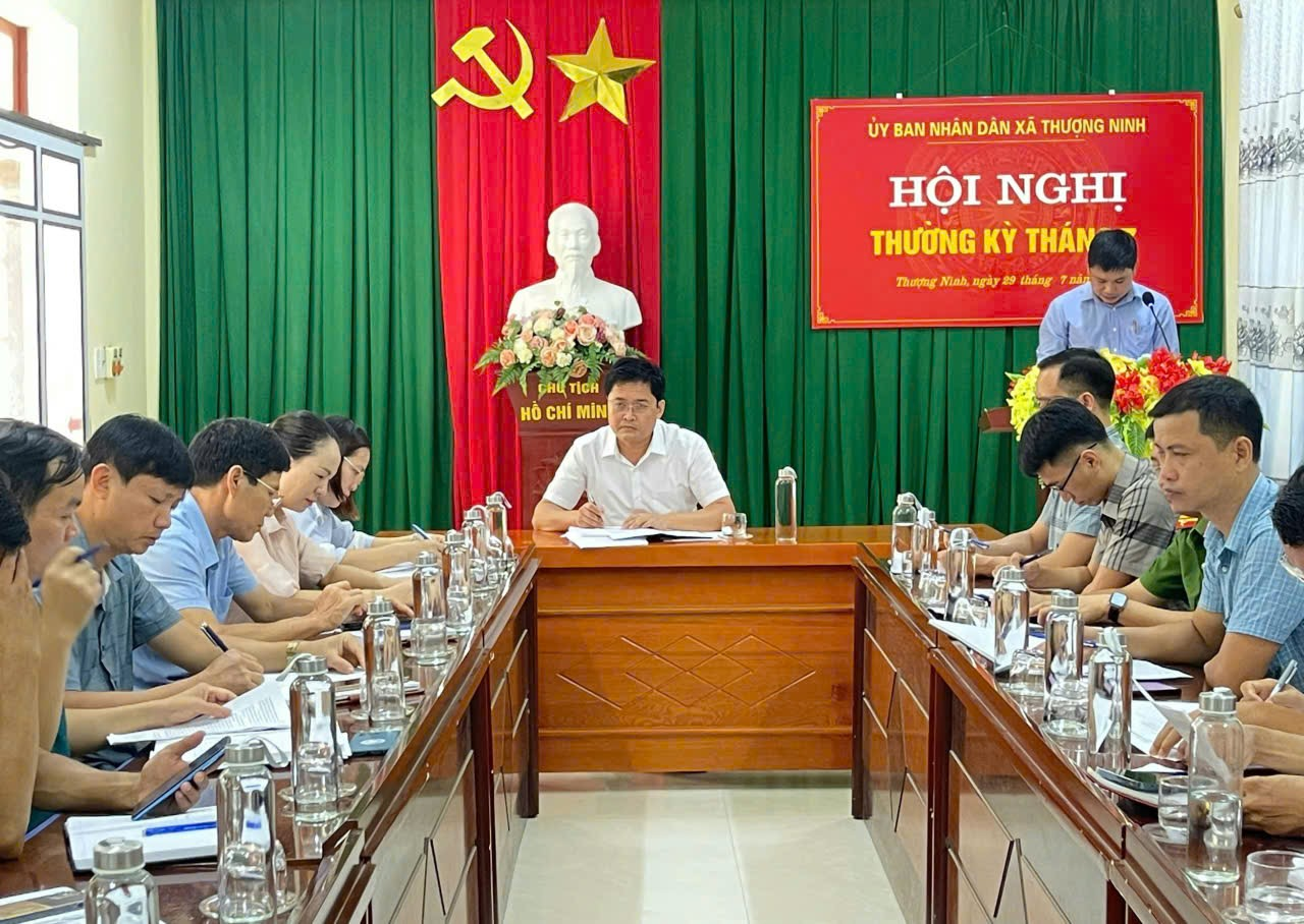 UBND xã Thượng Ninh tổ chức hội nghị đánh giá tình hình kinh tế - xã hội, quốc phòng - an ninh tháng 7, nhiệm vụ trọng tâm tháng 8 năm 2025