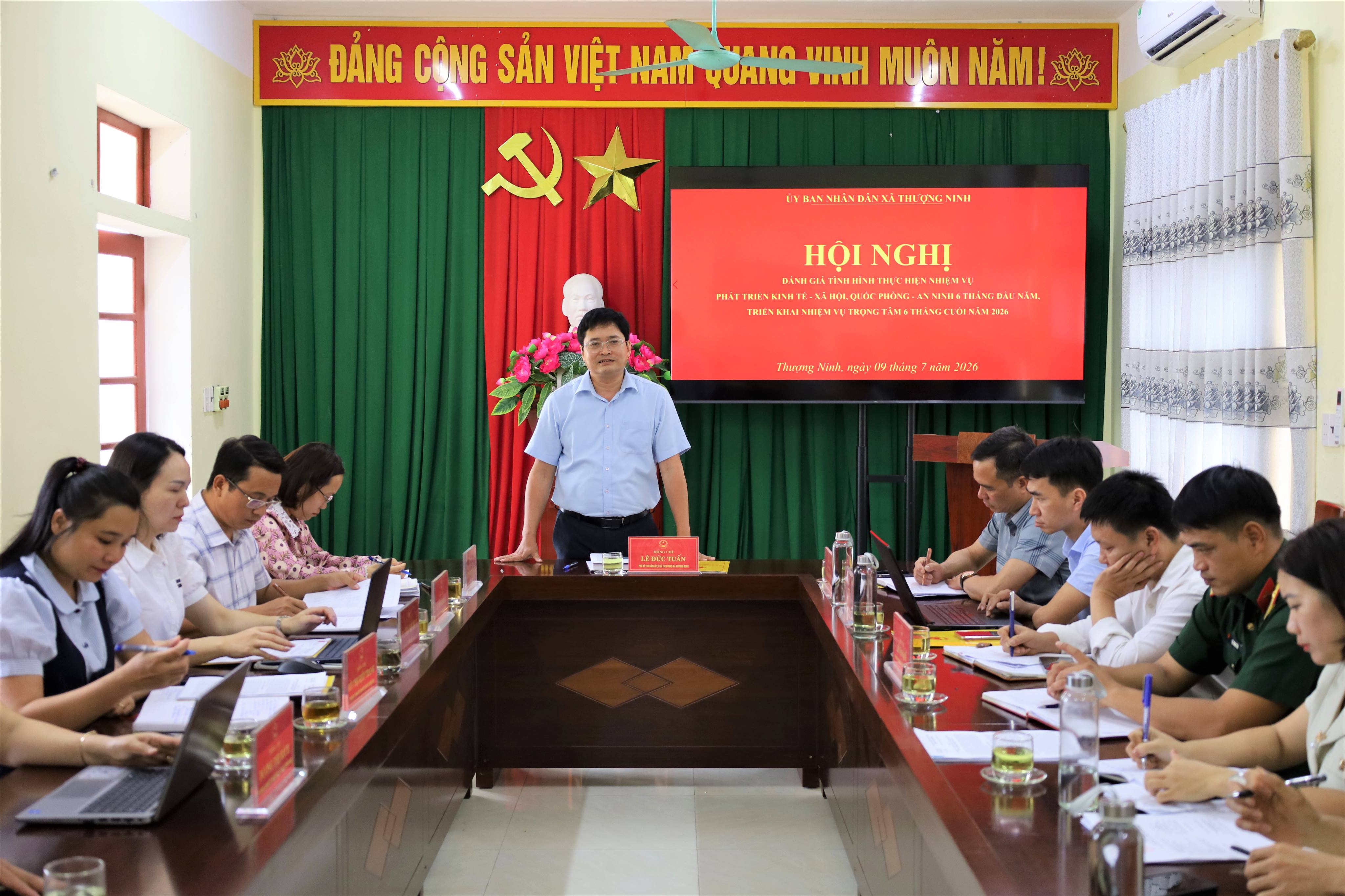 UBND xã Thượng Ninh đánh giá tình hình thực hiện nhiệm vụ phát triển kinh tế - xã hội, quốc phòng - an ninh 6 tháng đầu năm 2026