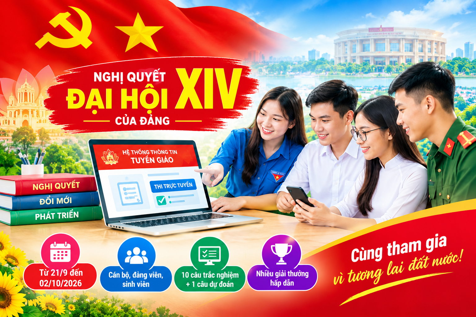 Hoá Quỳ: Đẩy mạnh tuyên truyền, vận động cán bộ, đảng viên tích cực tham gia Cuộc thi trực tuyến tìm hiểu Nghị quyết Đại hội XIV của Đảng