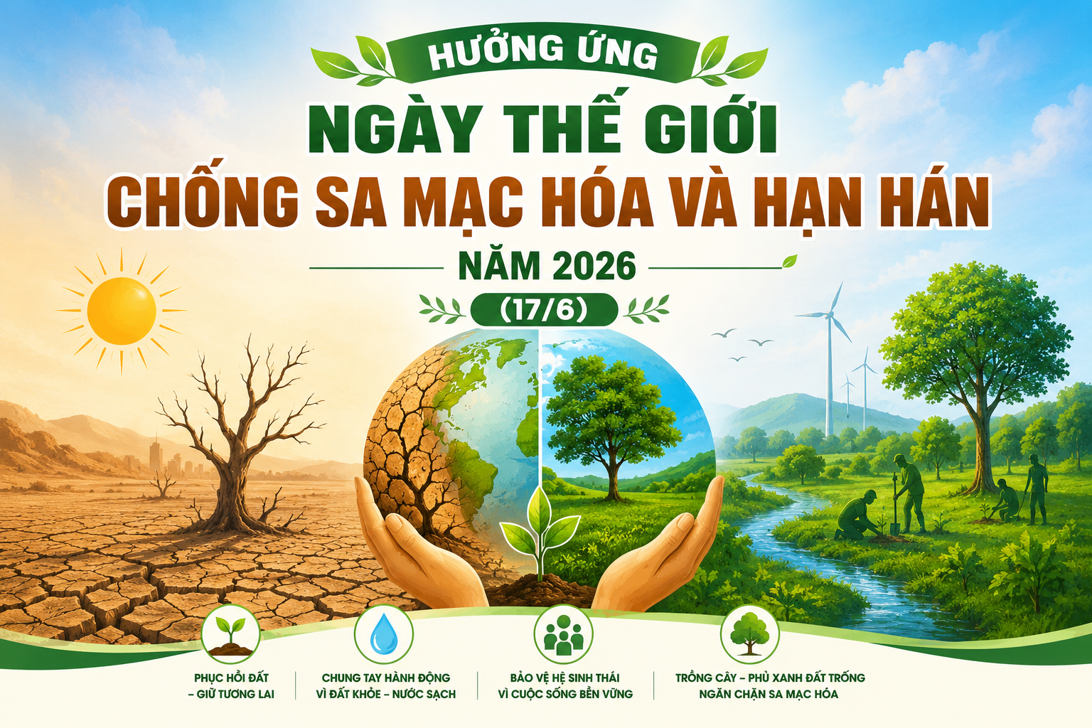 HƯỞNG ỨNG NGÀY THẾ GIỚI CHỐNG SA MẠC HÓA VÀ HẠN HÁN NĂM 2026 (17/6)
