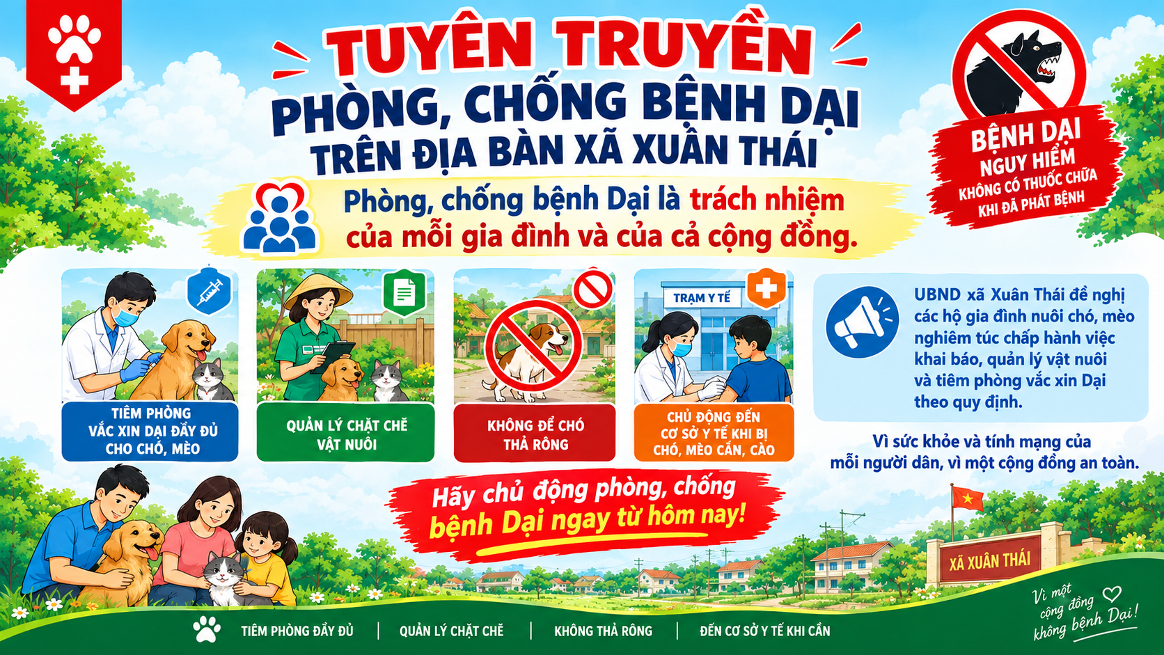 BÀI TUYÊN TRUYỀN PHÒNG, CHỐNG BỆNH DẠI TRÊN ĐỊA BÀN XÃ XUÂN THÁI