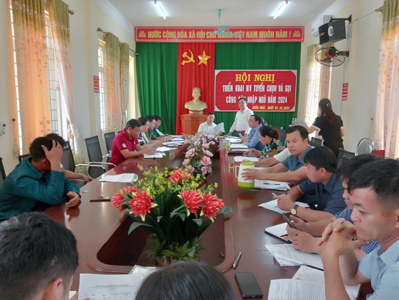 Tổng kết công tác tuyển quân năm 2023 và triển khai nhiệm vụ tuyển quân năm 2024.