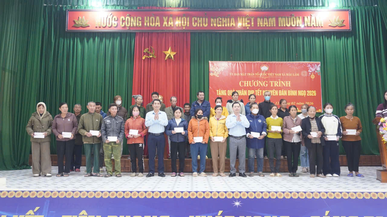 XÃ MẬU LÂM, TỈNH THANH HÓA TRAO 181 SUẤT QUÀ TẾT CHO HỘ CÓ HOÀN CẢNH KHÓ KHĂN, ĐẶC BIỆT KHÓ KHĂN NHÂN DỊP XUÂN BÍNH NGỌ 2026.