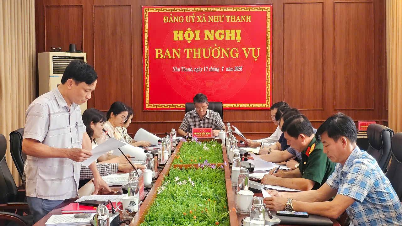 Ban Thường vụ Đảng ủy xã Như Thanh tổ chức hội nghị cho ý kiến nhiều nội dung quan trọng