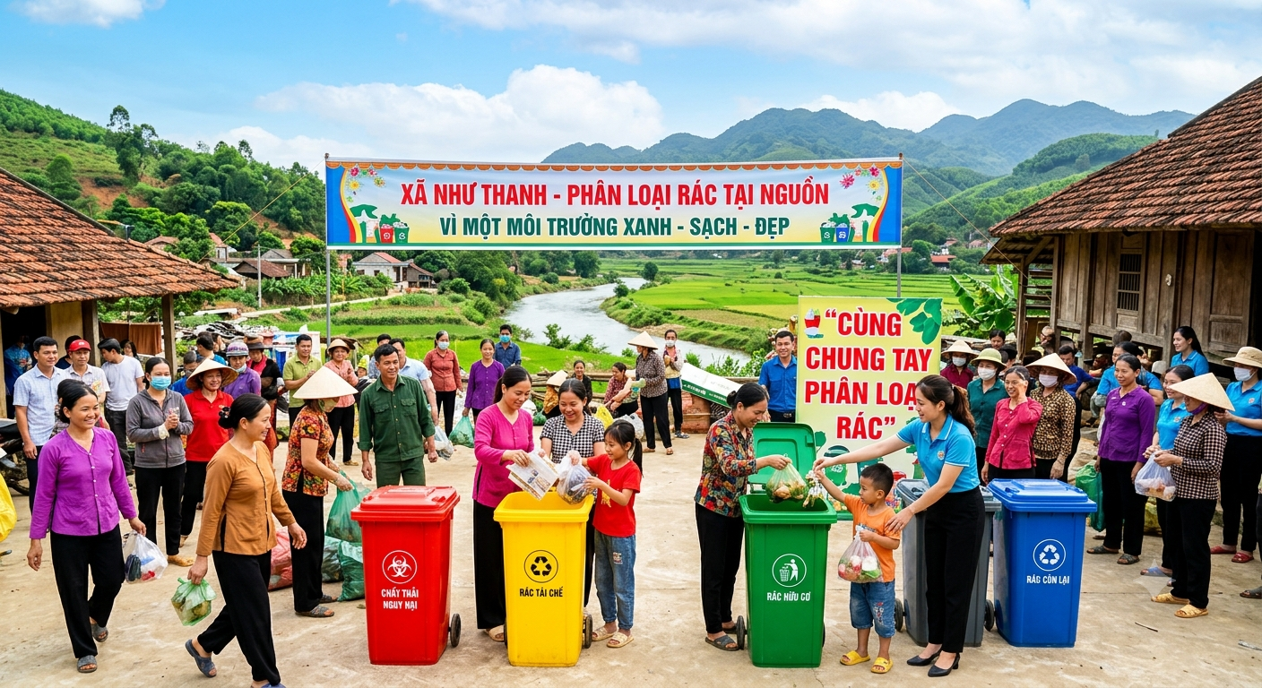 Phân loại rác tại nguồn – góp phần xây dựng xã Như Thanh xanh, sạch, đẹp, văn minh