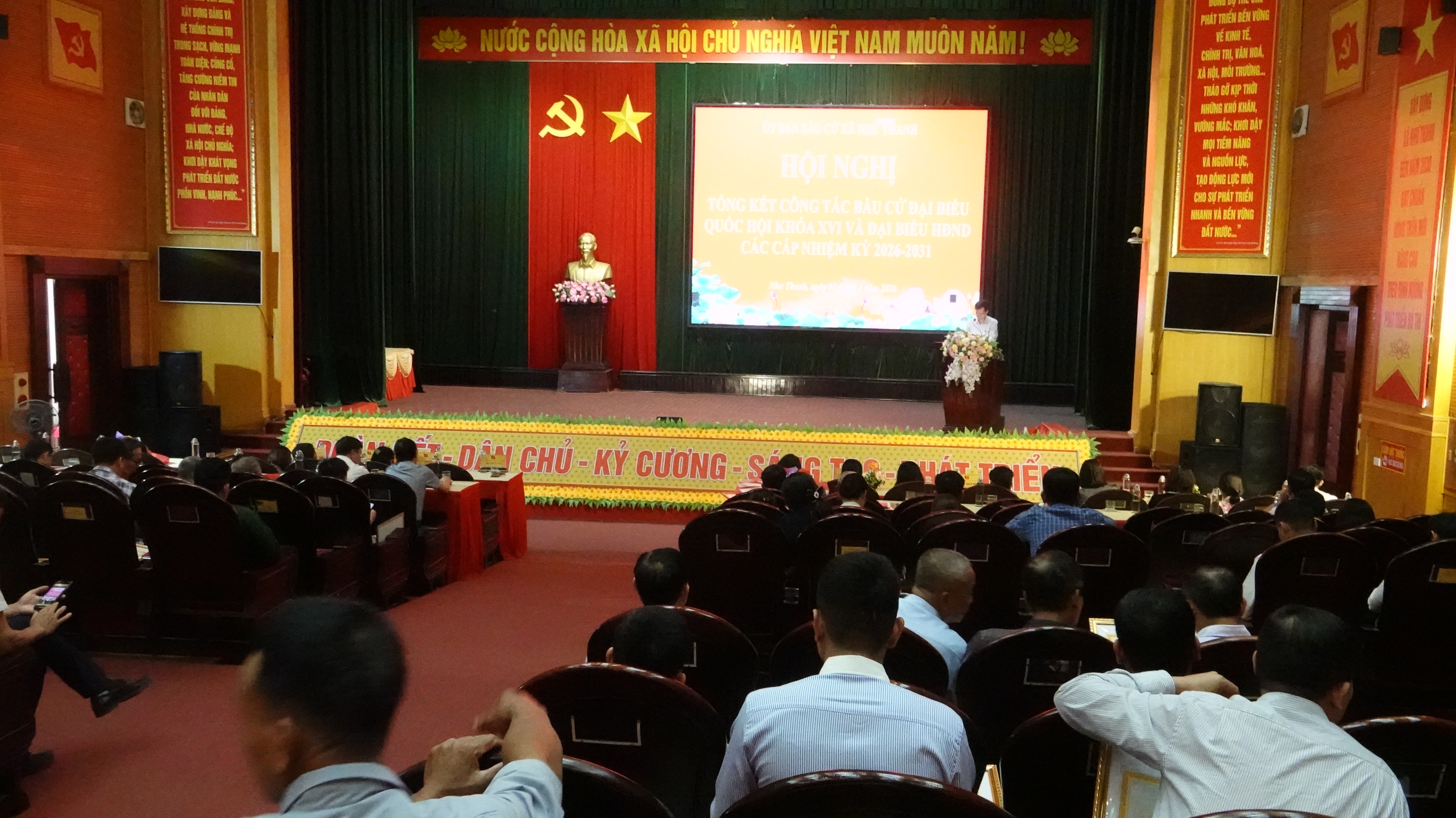 Xã Như Thanh: Tổng kết công tác bầu cử đại biểu Quốc hội khóa XVI và đại biểu HĐND các cấp, nhiệm kỳ 2026–2031.