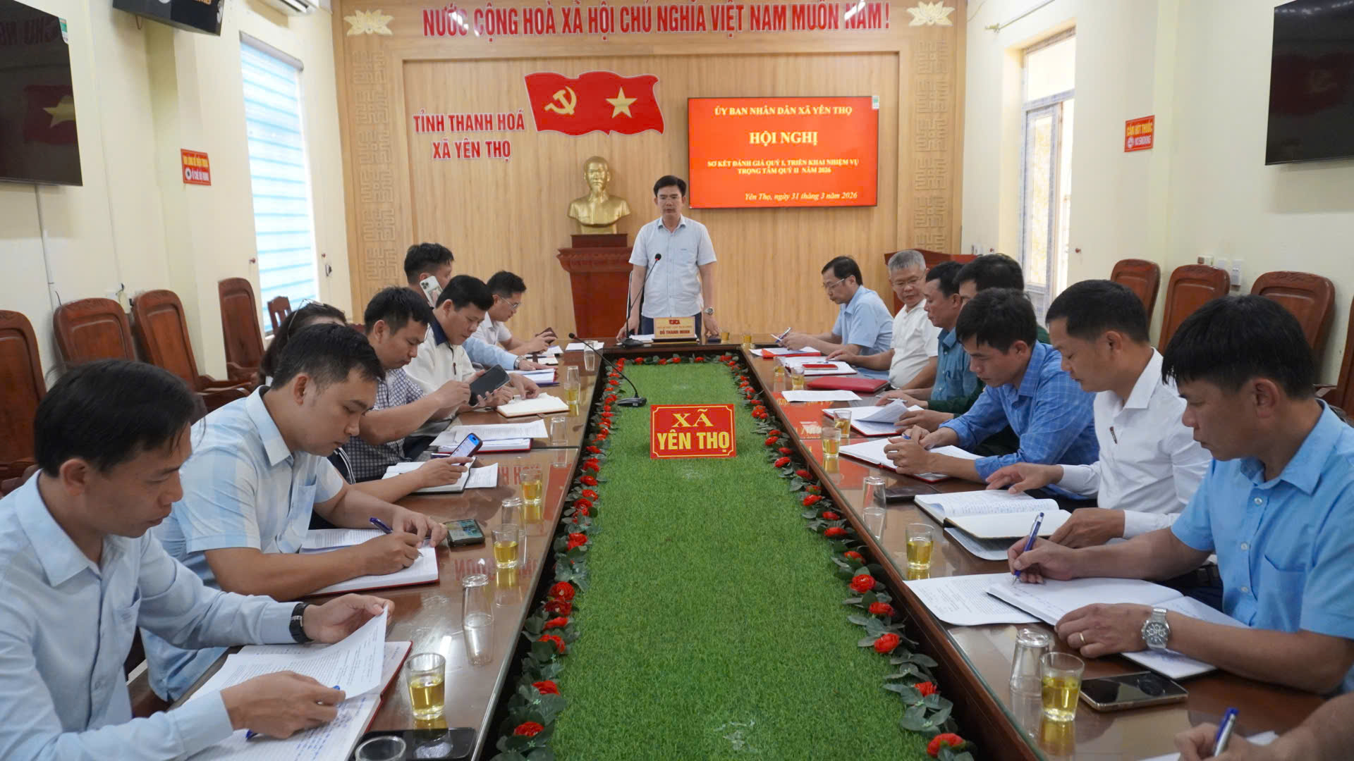 UBND xã Yên Thọ sơ kết công tác quý I, triển khai nhiệm vụ quý II năm 2026