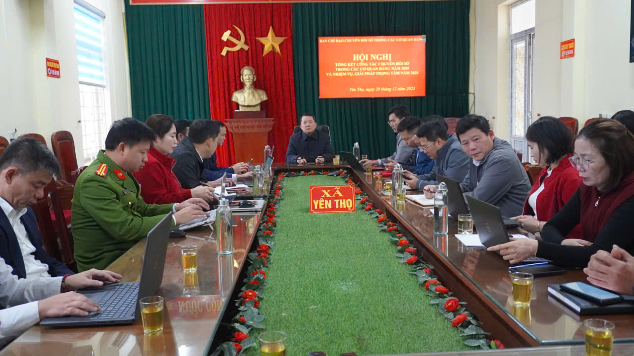 Xã Yên Thọ tham dự hội nghị tổng kết công tác chuyển đổi số trong các cơ quan Đảng năm 2025, triển khai nhiệm vụ, giải pháp trọng tâm năm 2026