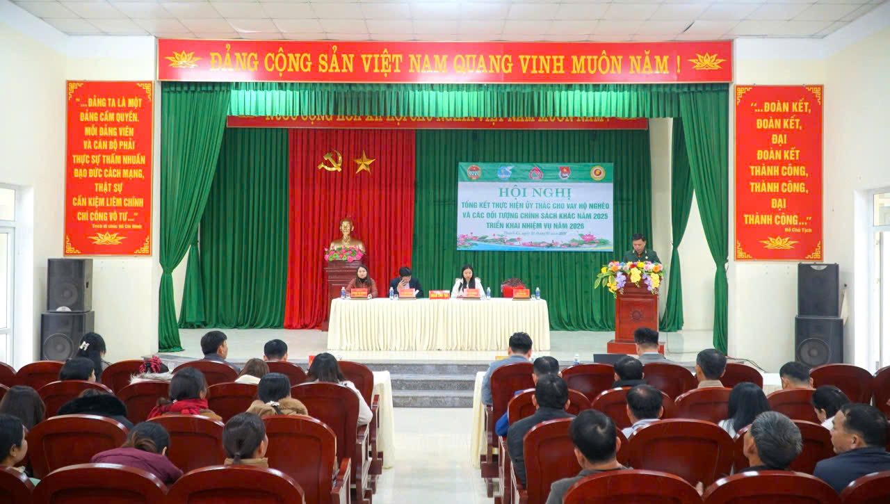Hội nghị tổng kết thực hiện ủy thác cho vay hộ nghèo và các đối tượng chính sách khác năm 2025, triển khai nhiệm vụ năm 2026 tại xã Thanh Kỳ.
