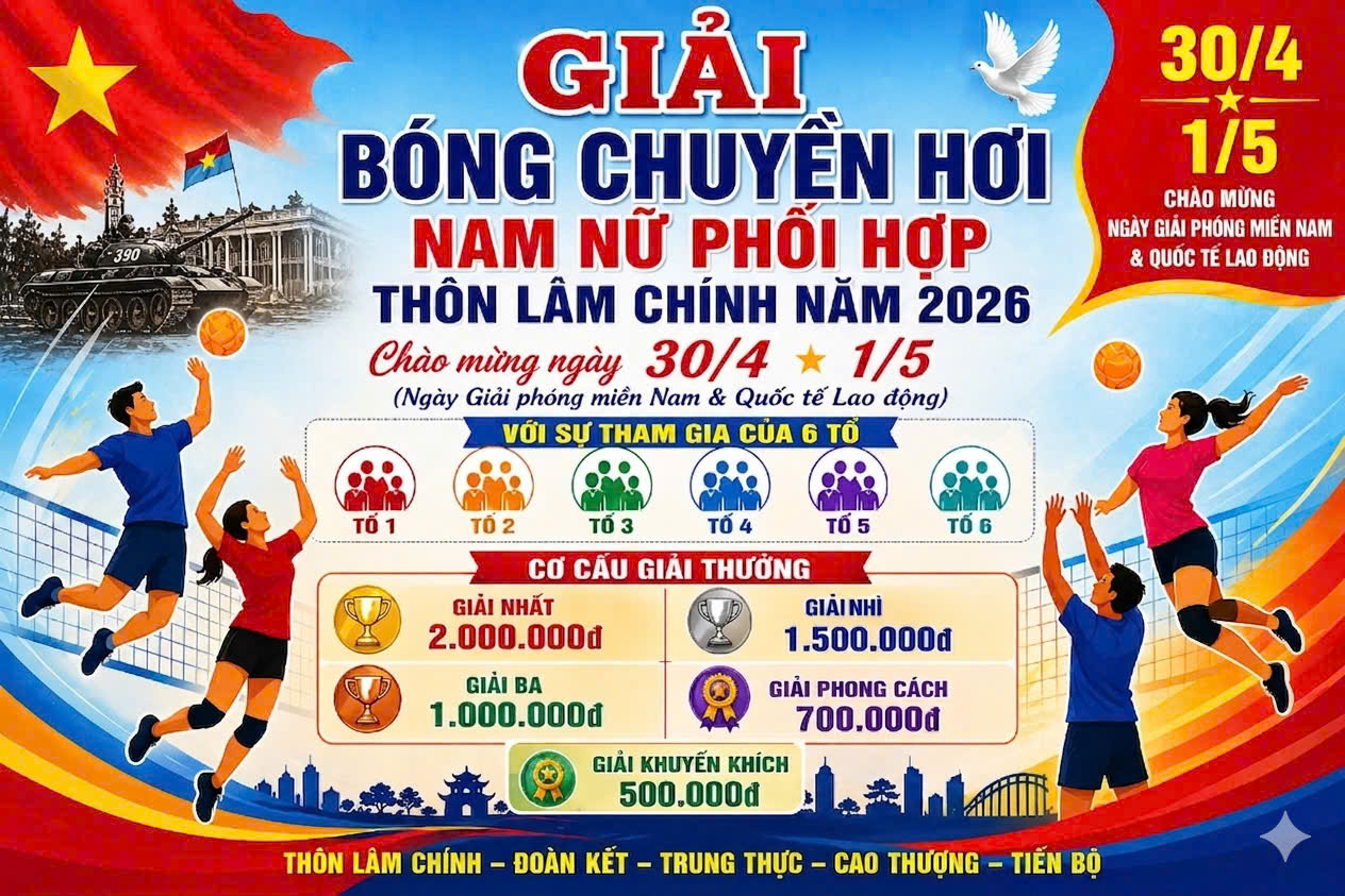 Sôi nổi hoạt động thể dục thể thao chào mừng ngày 30/4 và 1/5 tại thôn Lâm Chính