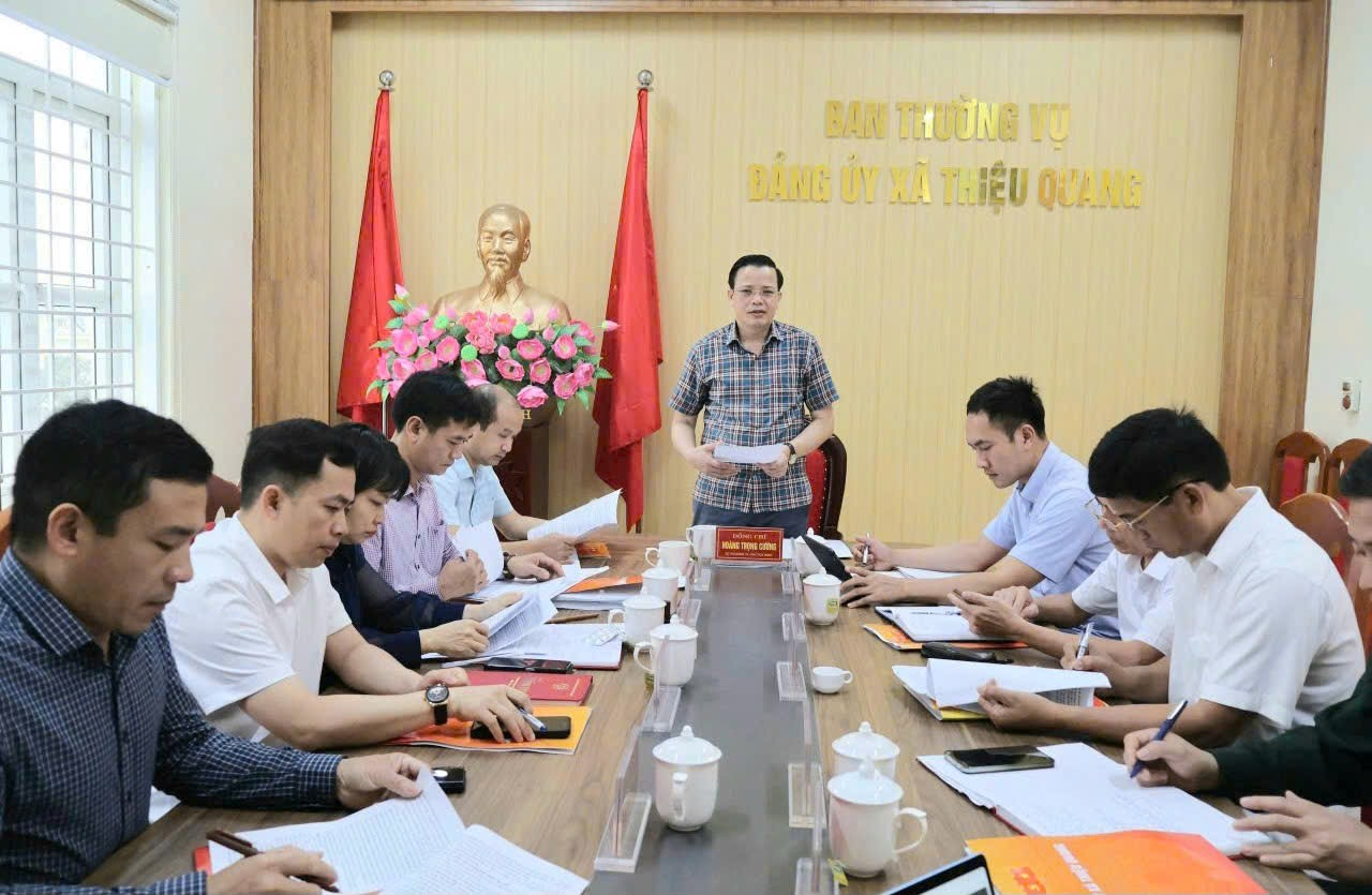 Ban Thường vụ Đảng ủy xã Thiệu Quang đánh giá tình hình thực hiện nhiệm vụ quý I; phương hướng, nhiệm vụ quý II năm 2026