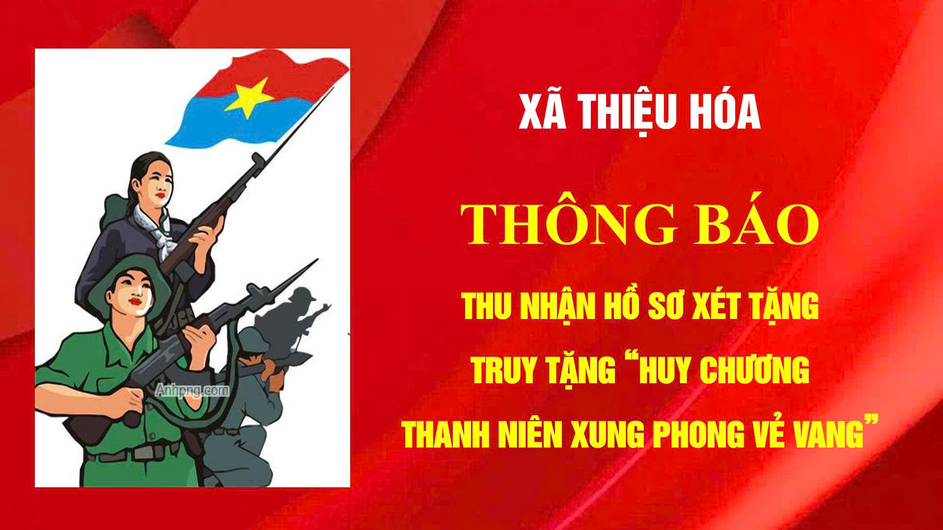 Thiệu Hóa triển khai thu nhận Hồ sơ đề nghị xét tặng, truy tặng “Huy chương Thanh niên xung phong vẻ vang”.