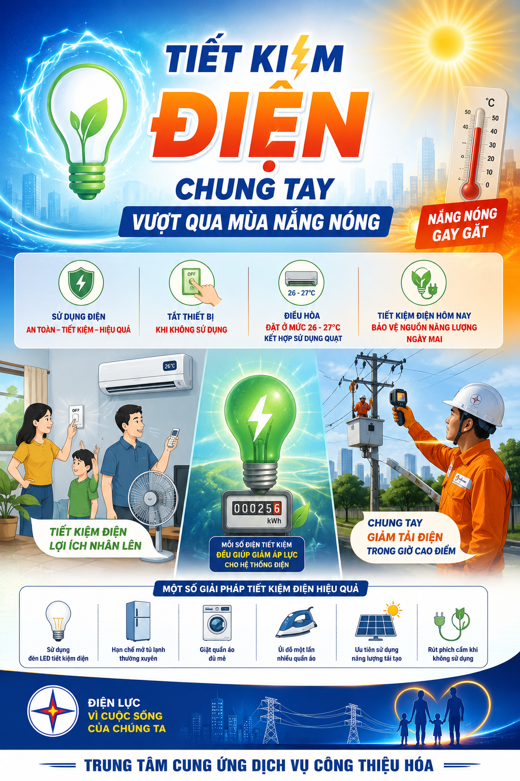 Tăng cường các giải pháp tiết kiệm điện trong cao điểm nắng nóng