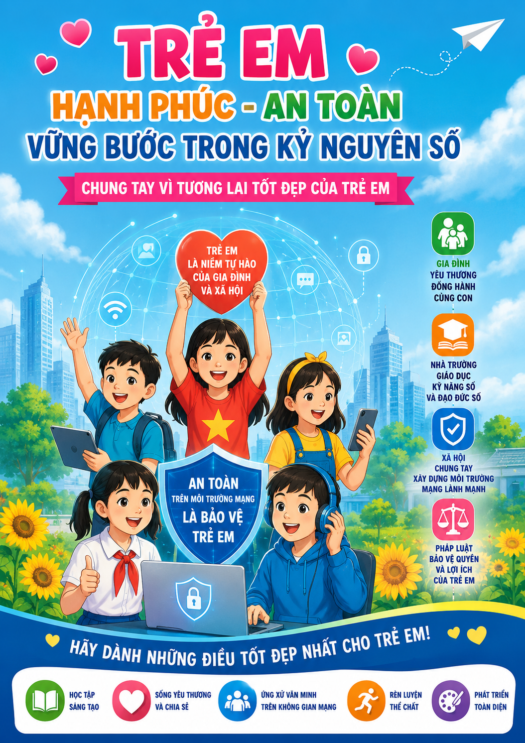 Trẻ em hạnh phúc, an toàn, vững bước trong kỷ nguyên số