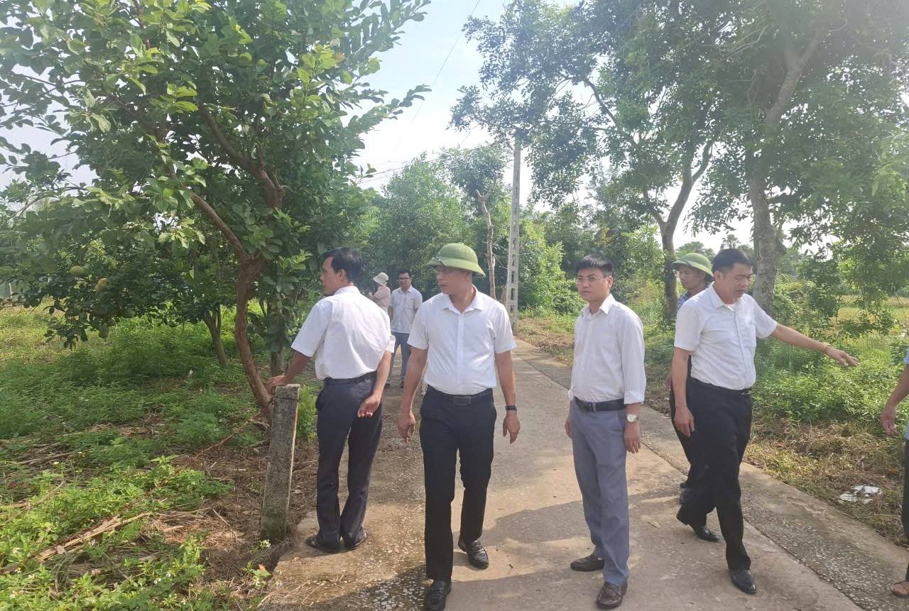 Lãnh đạo UBND xã Tượng Lĩnh khảo sát, vận động nhân dân hiến đất mở rộng đường giao thông nông thôn 