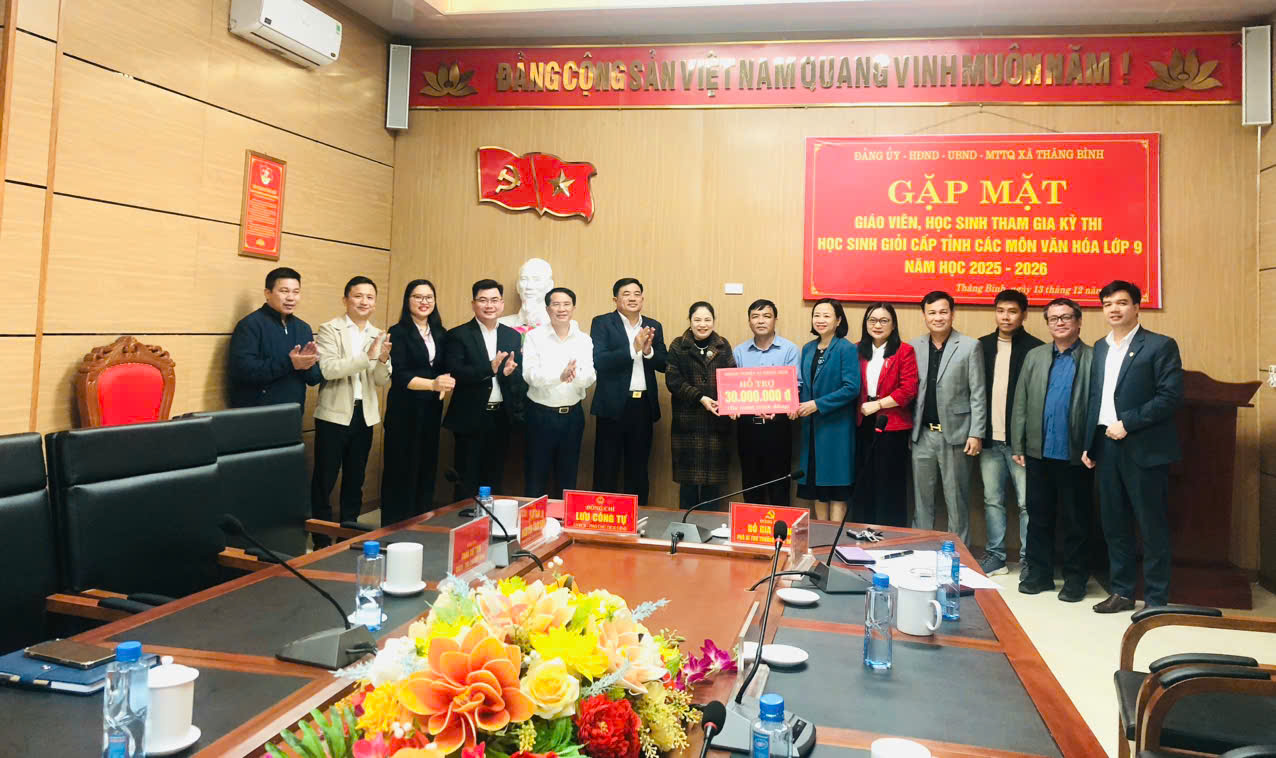 UBND xã Thăng Bình gặp mặt giáo viên, học sinh tham gia Kỳ thi học sinh giỏi cấp tỉnh lớp 9
