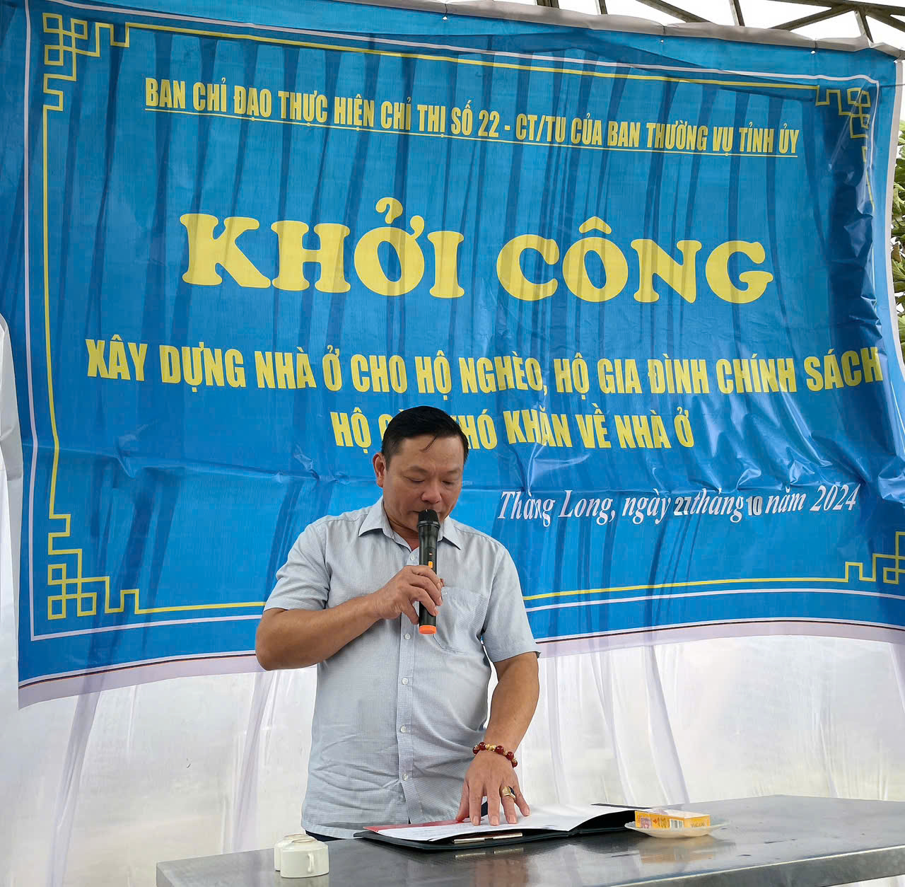 Ngày 27/10/2024 xã Thăng Long khởi công xây dựng nhà ở cho gia đình ông Đặng Văn Hải, thôn Ngư thôn Đại BẢN