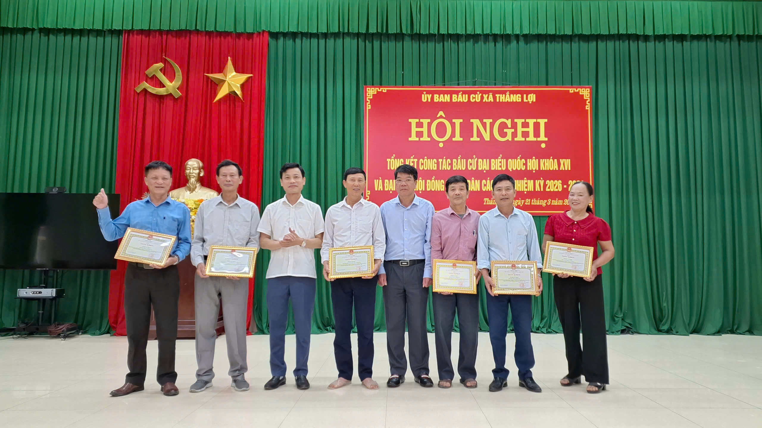 Xã Thắng Lợi tổng kết công tác bầu cử ĐBQH khóa XVI và đại biểu HĐND các cấp, nhiệm kỳ 2026 – 2031