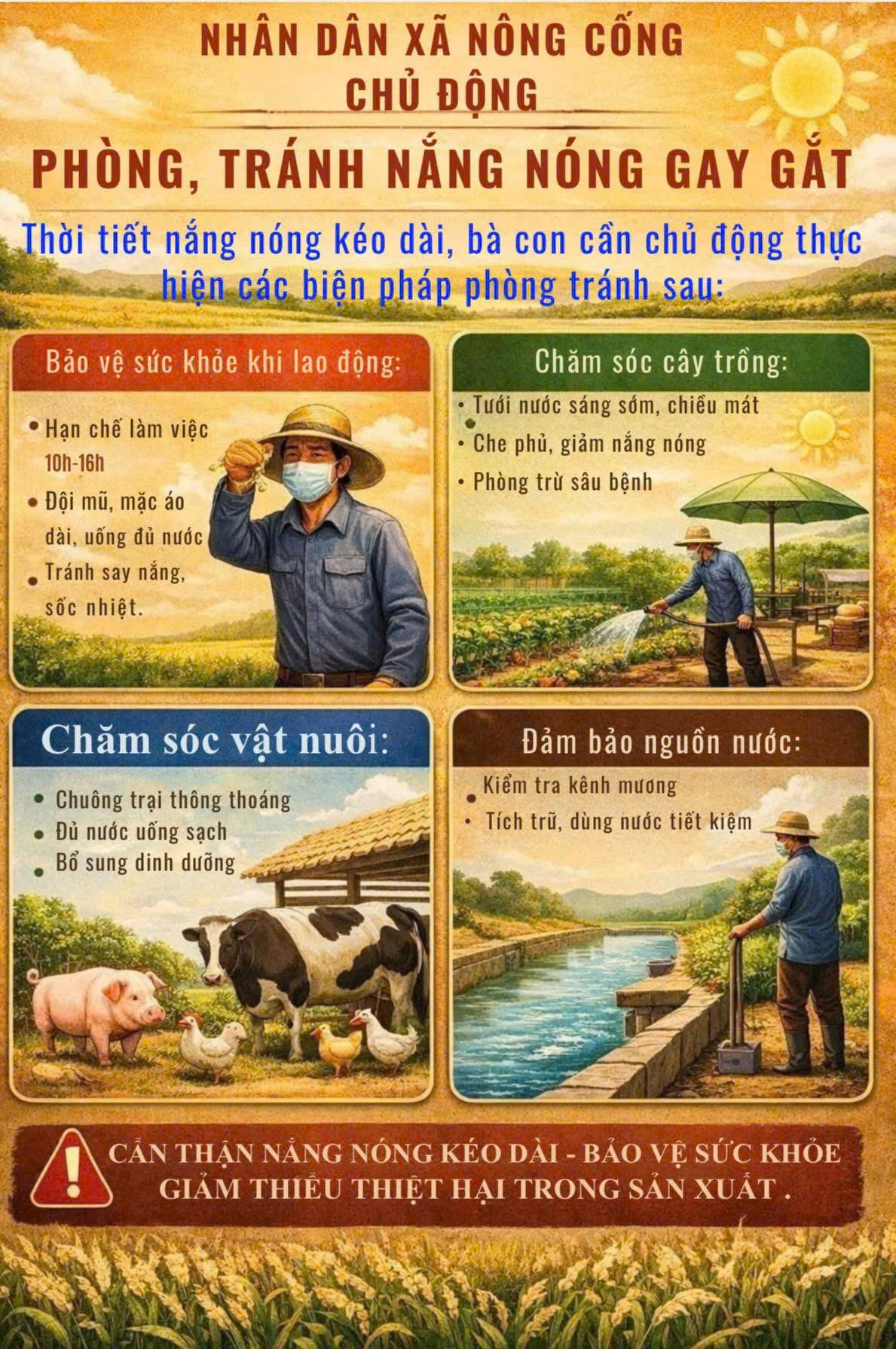 Chủ động phòng, chống nắng nóng – Bảo vệ sức khỏe con người và vật nuôi