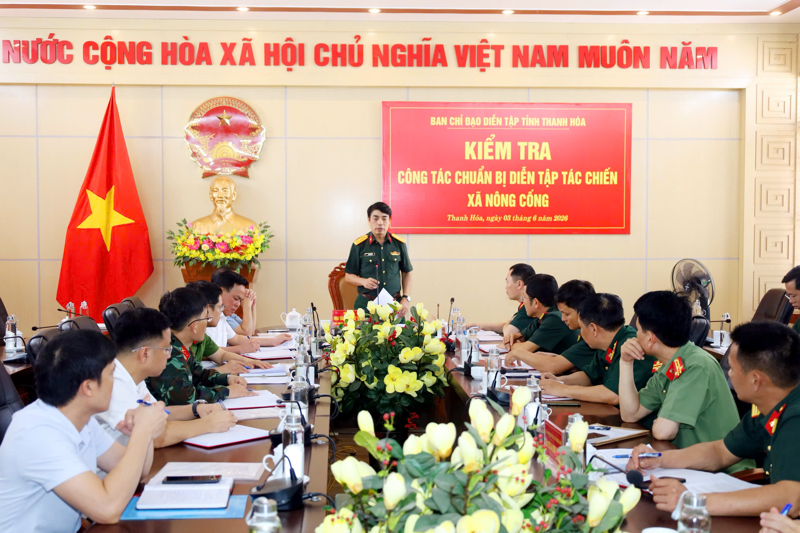 Ban Chỉ đạo diễn tập tỉnh Thanh Hóa kiểm tra công tác chuẩn bị diễn tập tác chiến xã Nông Cống năm 2026