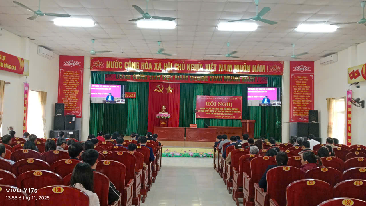 ĐẢNG ỦY XÃ QUẢNG CHÍNH TRIỂN KHAI HỘI NGHỊ NGHIÊN CỨU, HỌC TẬP, QUÁN TRIỆT, TRIỂN KHAI THỰC HIỆN CÁC NGHỊ QUYẾT, CHỈ THỊ, KẾT LUẬN, QUY ĐỊNH CỦA BỘ CHÍNH TRỊ, BAN BÍ THƯ TRUNG ƯƠNG ĐẢNG KHÓA XIII