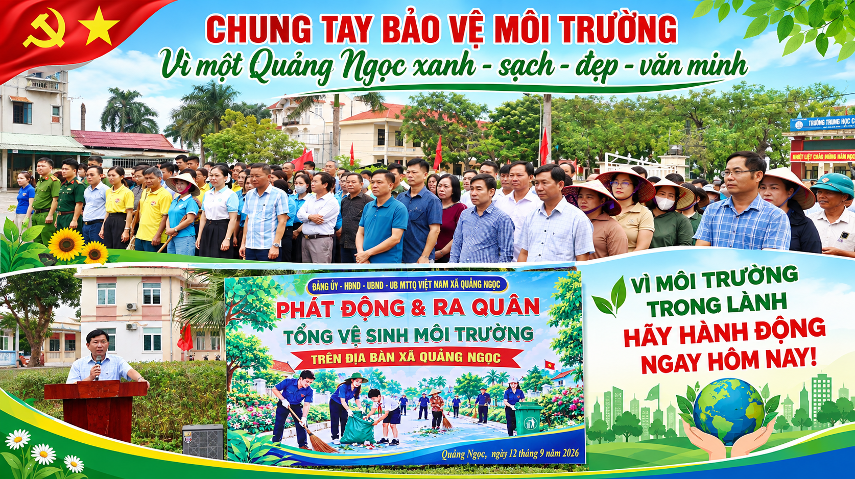 TỔNG VỆ SINH MÔI TRƯỜNG TRÊN ĐỊA BÀN TOÀN XÃ.