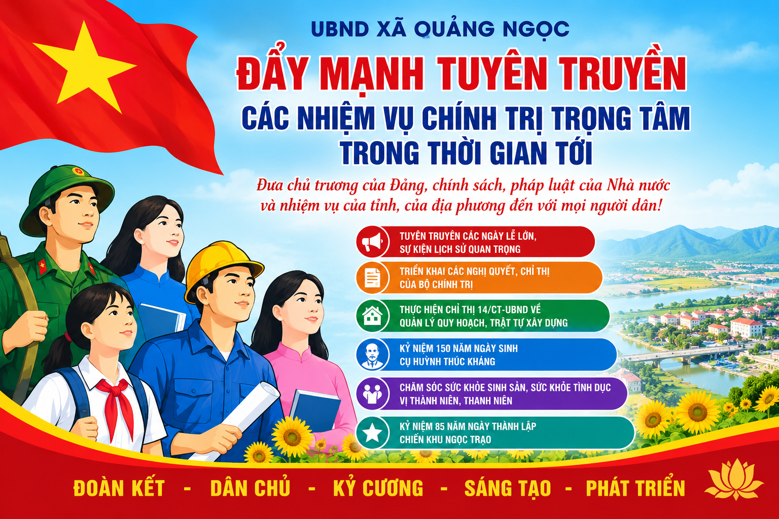 ĐẨY MẠNH TUYÊN TRUYỀN CÁC NHIỆM VỤ CHÍNH TRỊ TRỌNG TÂM TRONG THỜI GIAN TỚI.