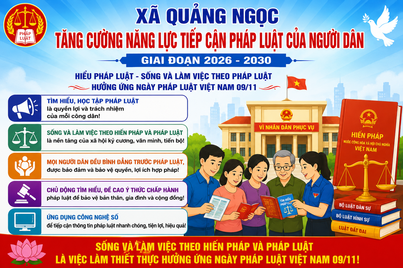 XÃ QUẢNG NGỌC TRIỂN KHAI ĐỀ ÁN TĂNG CƯỜNG NĂNG LỰC TIẾP CẬN PHÁP LUẬT CỦA NGƯỜI DÂN GIAI ĐOẠN 2026 – 2030.