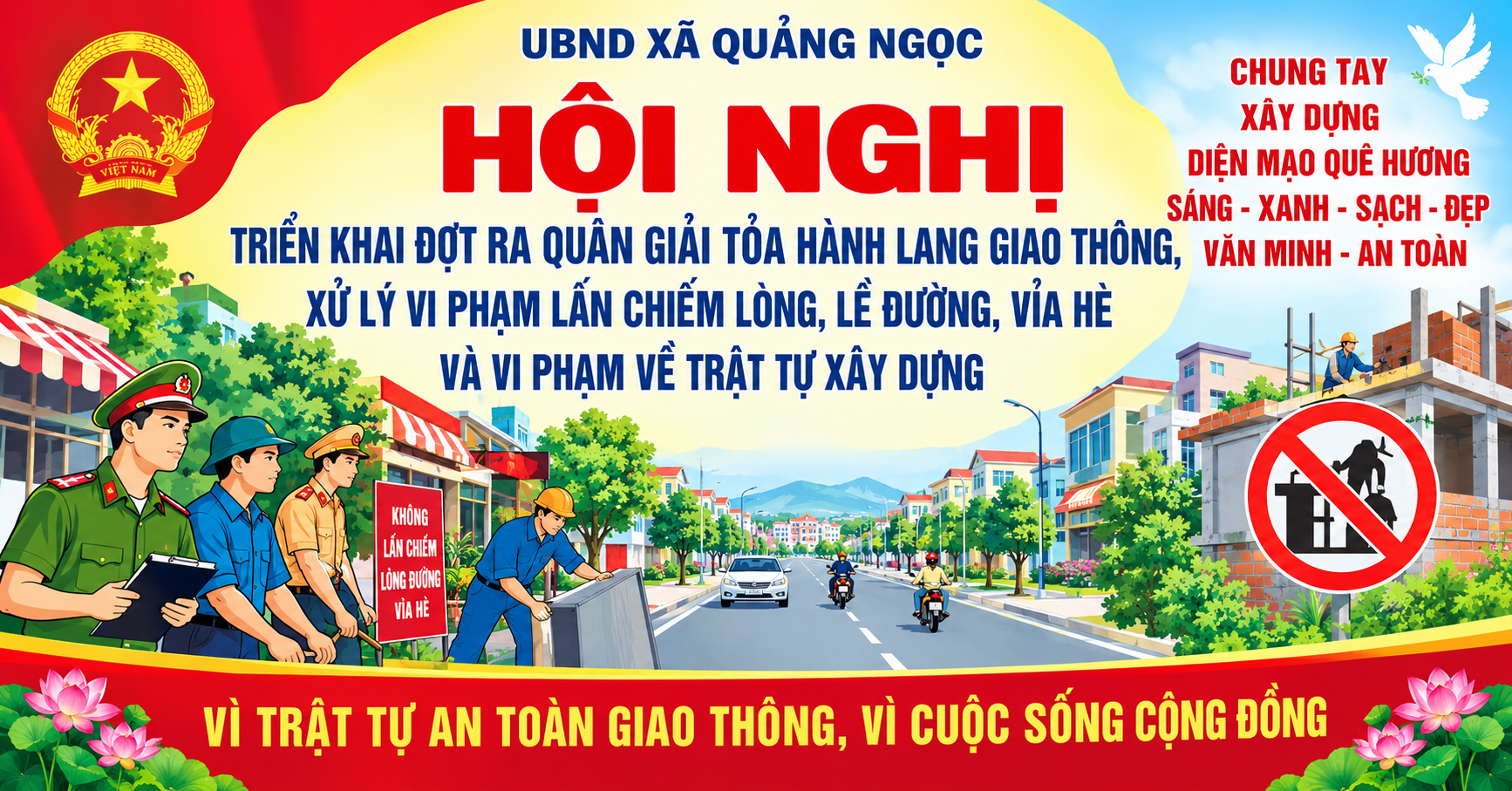 TRIỂN KHAI ĐỢT RA QUÂN GIẢI TỎA HÀNH LANG GIAO THÔNG, XỬ LÝ VI PHẠM LẤN CHIẾM LÒNG, LỀ ĐƯỜNG, VỈA HÈ.
