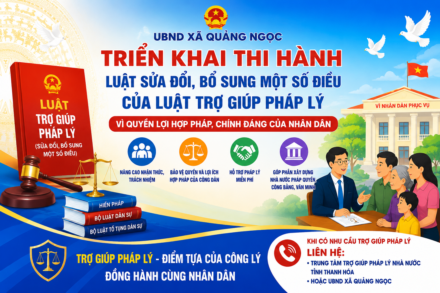 XÃ QUẢNG NGỌC TRIỂN KHAI THI HÀNH LUẬT SỬA ĐỔI, BỔ SUNG MỘT SỐ ĐIỀU CỦA LUẬT TRỢ GIÚP PHÁP LÝ