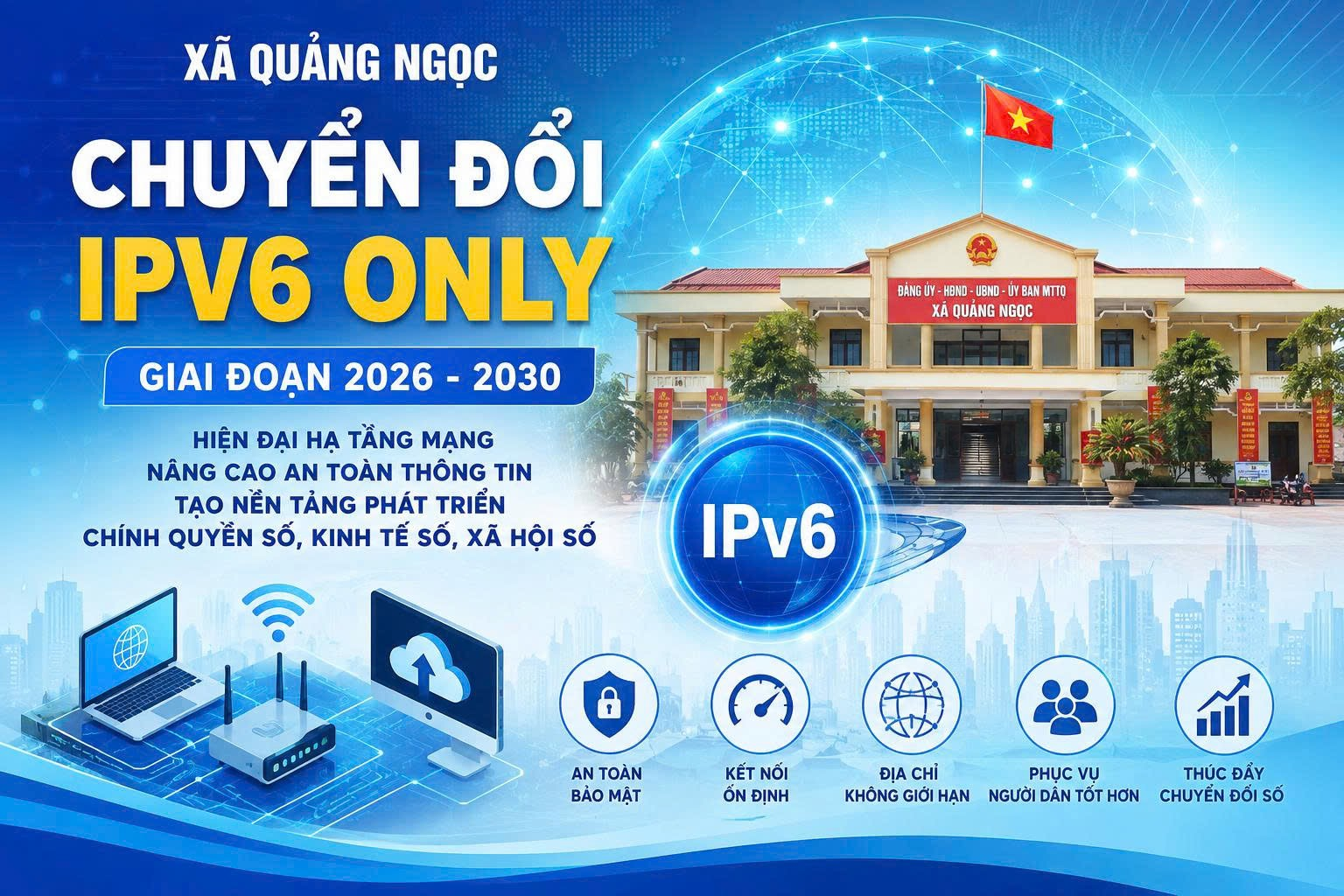 QUẢNG NGỌC TRIỂN KHAI CHUYỂN ĐỔI IPV6 ONLY GIAI ĐOẠN 2026 - 2030