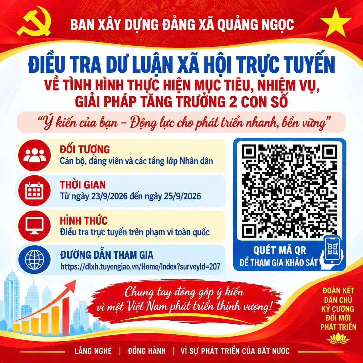 TRIỂN KHAI ĐIỀU TRA DƯ LUẬN XÃ HỘI TRỰC TUYẾN TẠI XÃ QUẢNG NGỌC