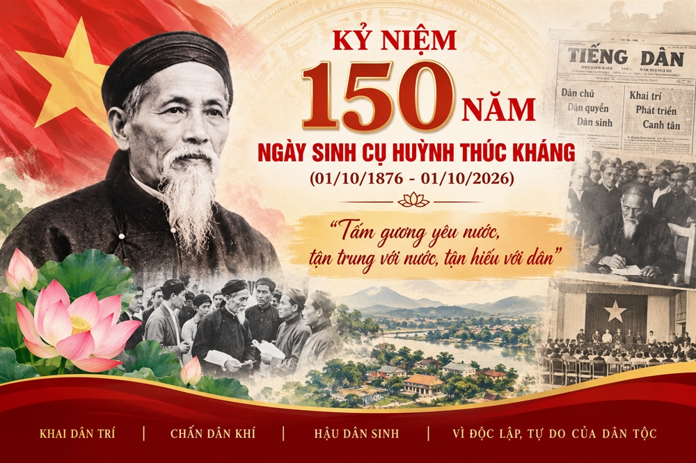 Tuyên truyền Kỷ niệm 150 năm Ngày sinh cụ Huỳnh Thúc Kháng (01/10/1876 – 01/10/2026)
