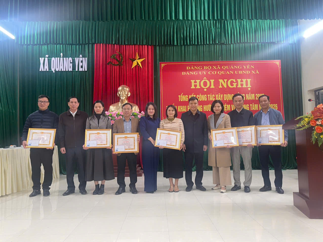 Đảng bộ cơ quan UBND xã Quảng Yên tổ chức hội nghị tổng kết công tác xây dựng Đảng năm 2025, triển khai nhiệm vụ năm 2026