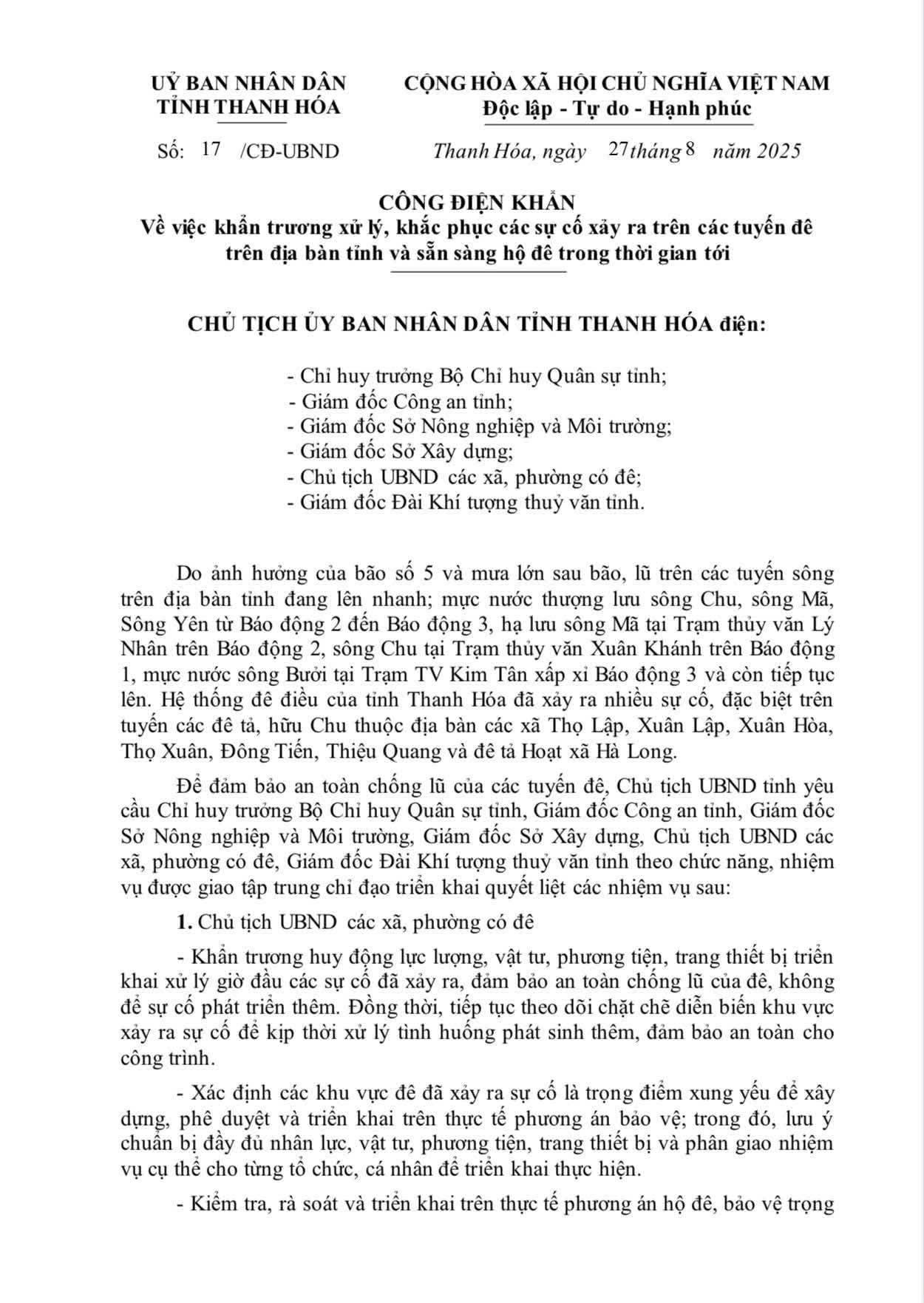 Công điện khẩn
