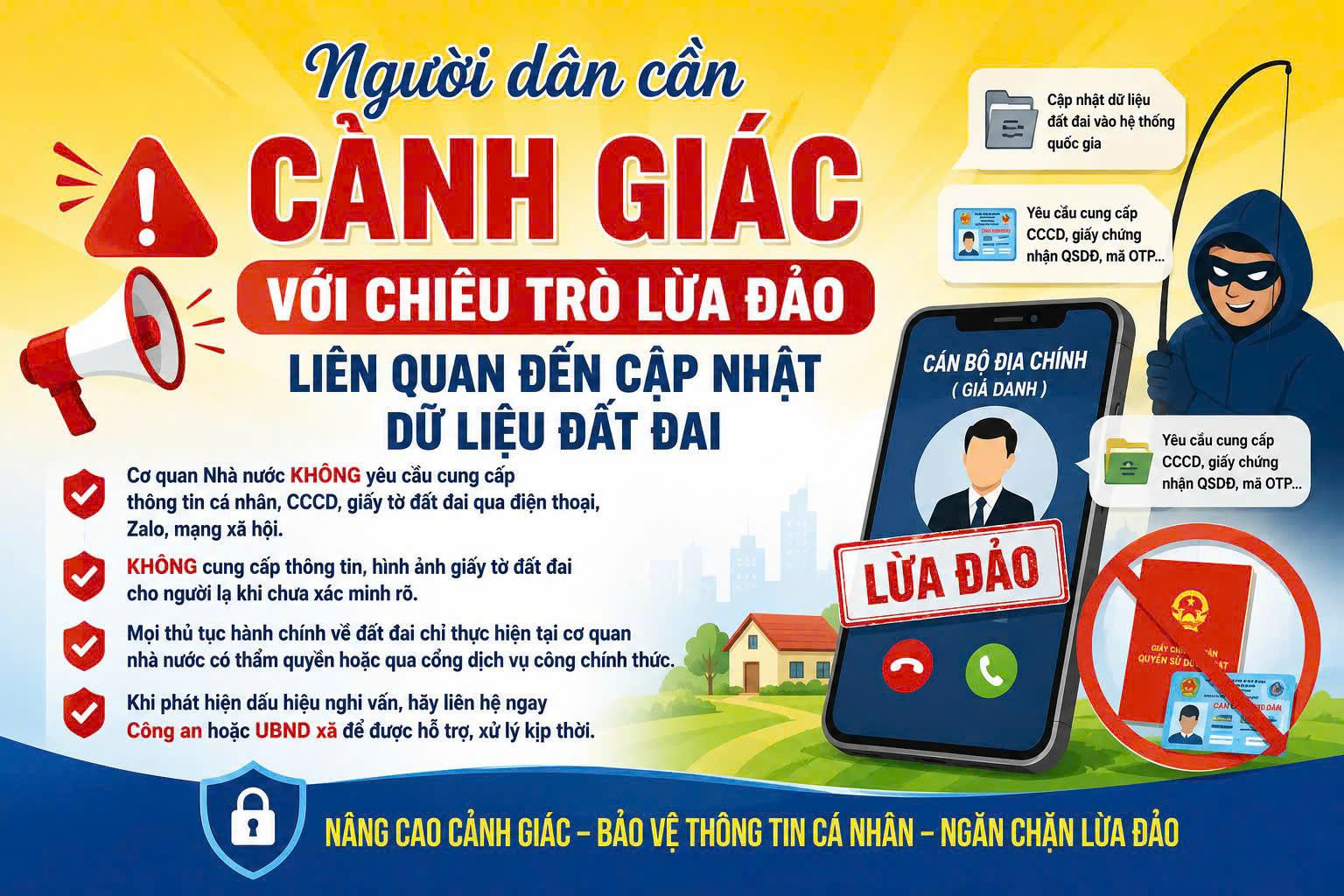 Người dân cần cảnh giác với chiêu trò lừa đảo liên quan đến cập nhật dữ liệu đất đai