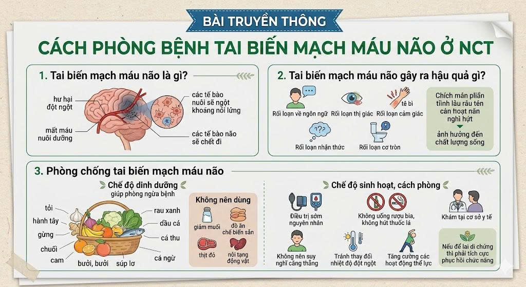 CÁCH PHÒNG BỆNH TAI BIẾN MẠCH MÁU NÃO Ở NGƯỜI CAO TUỔI