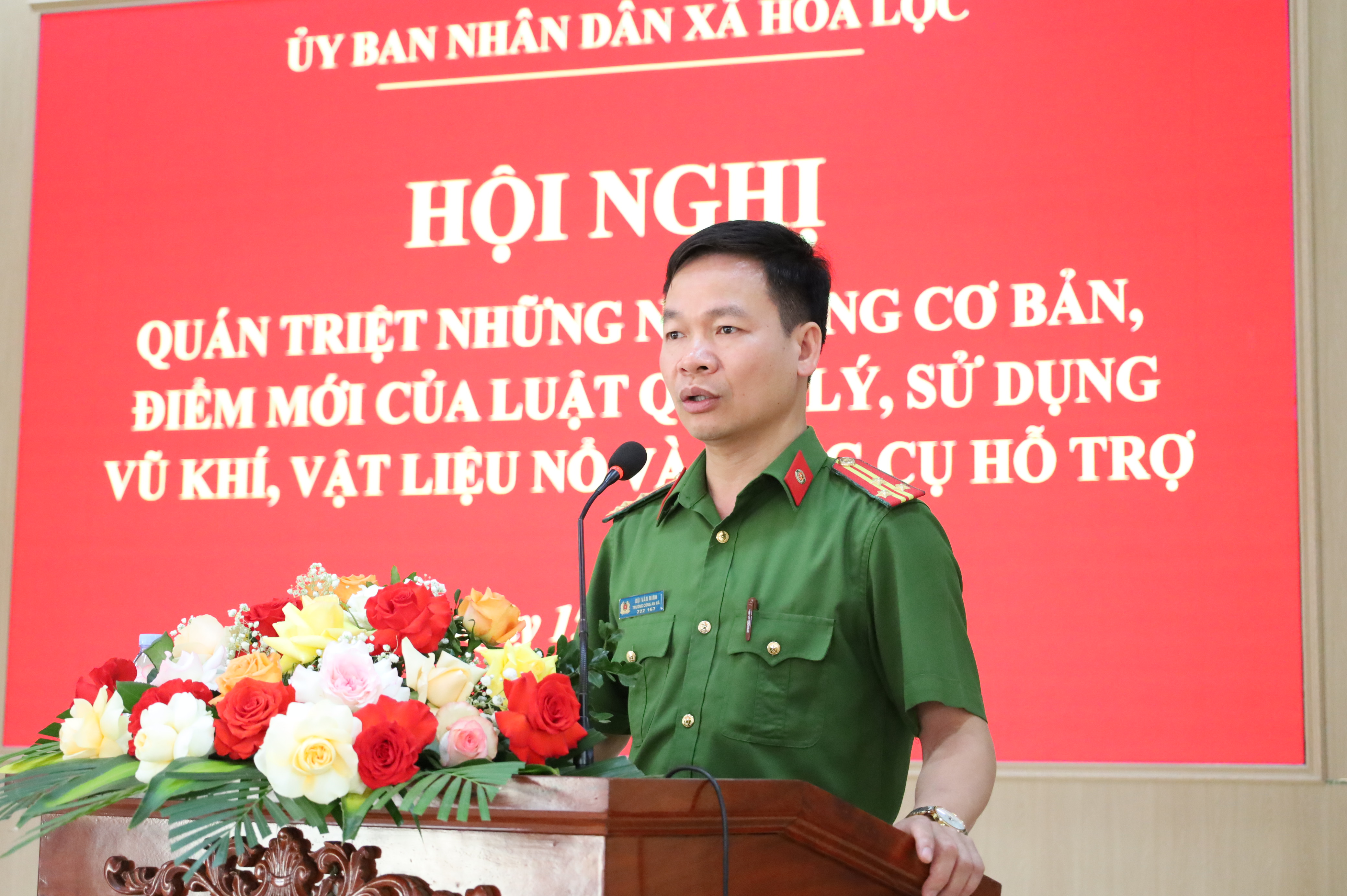 UBND xã Hoa Lộc tổ chức Hội nghị quán triệt các nội dung cơ bản và điểm mới của pháp luật liên quan đến quản lý, sử dụng vũ khí, vật liệu nổ, công cụ hỗ trợ và các loại dao có tính sát thương cao trên địa bàn