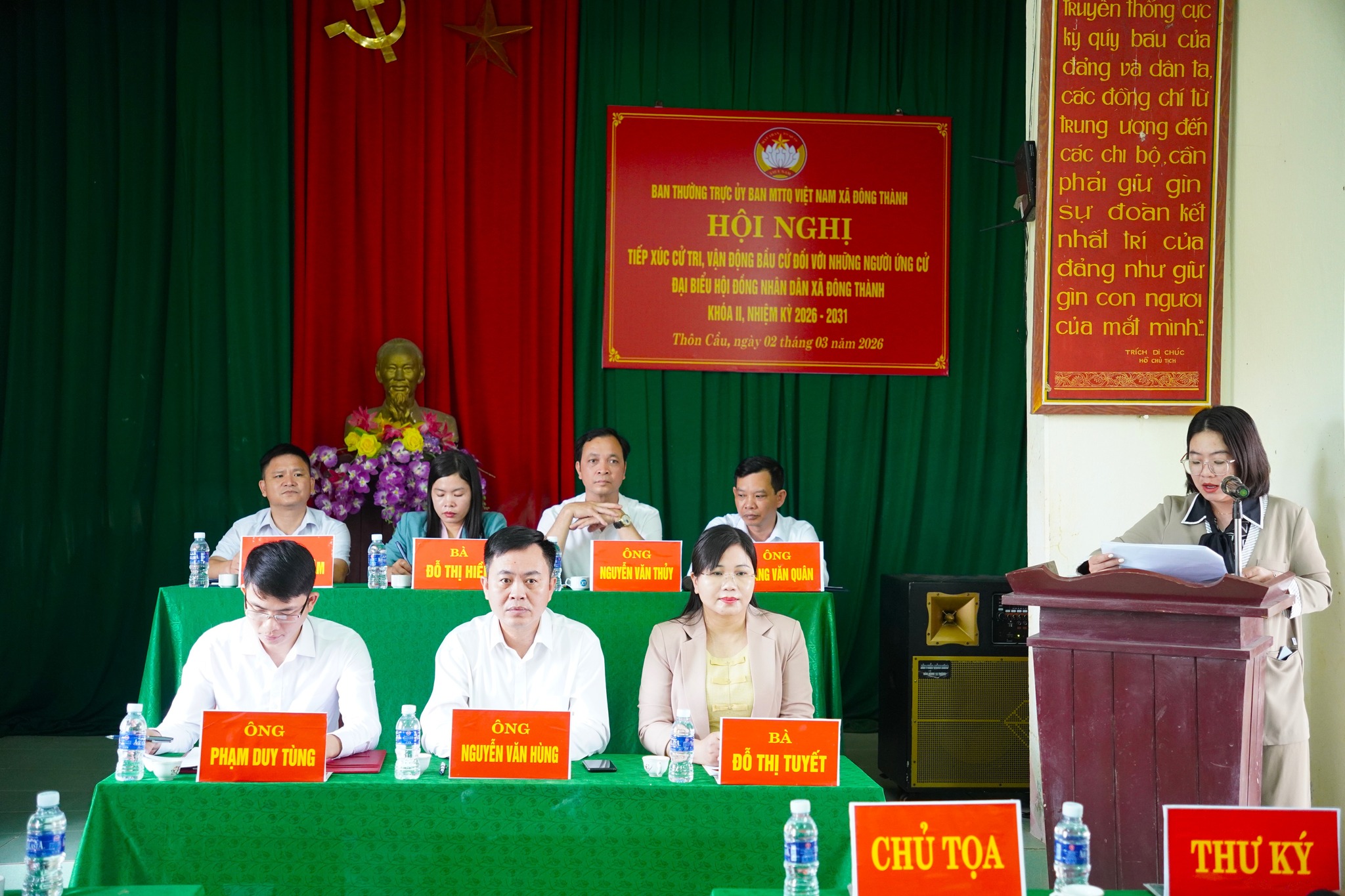 Chương trình hành động của các ứng cử viên Đại biểu HĐND xã Đông Thành khóa II, nhiệm kỳ 2026-2031.