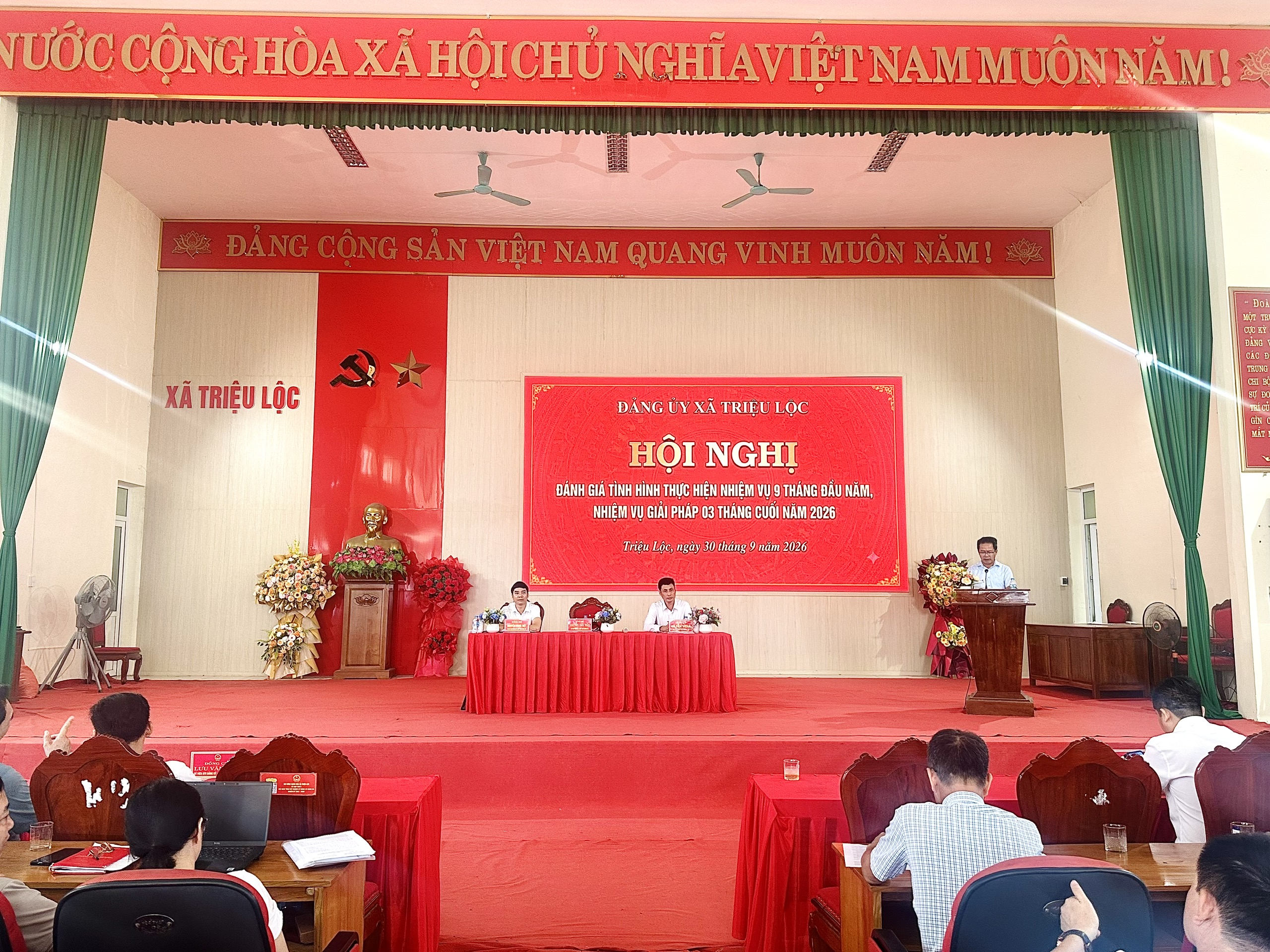 Ban chấp hành Đảng bộ xã Triệu Lộc tổ chức hội nghị đánh giá tình hình thực hiện nhiệm vụ 9 tháng đầu năm, nhiệm vụ giải pháp 03 tháng cuối năm 2026