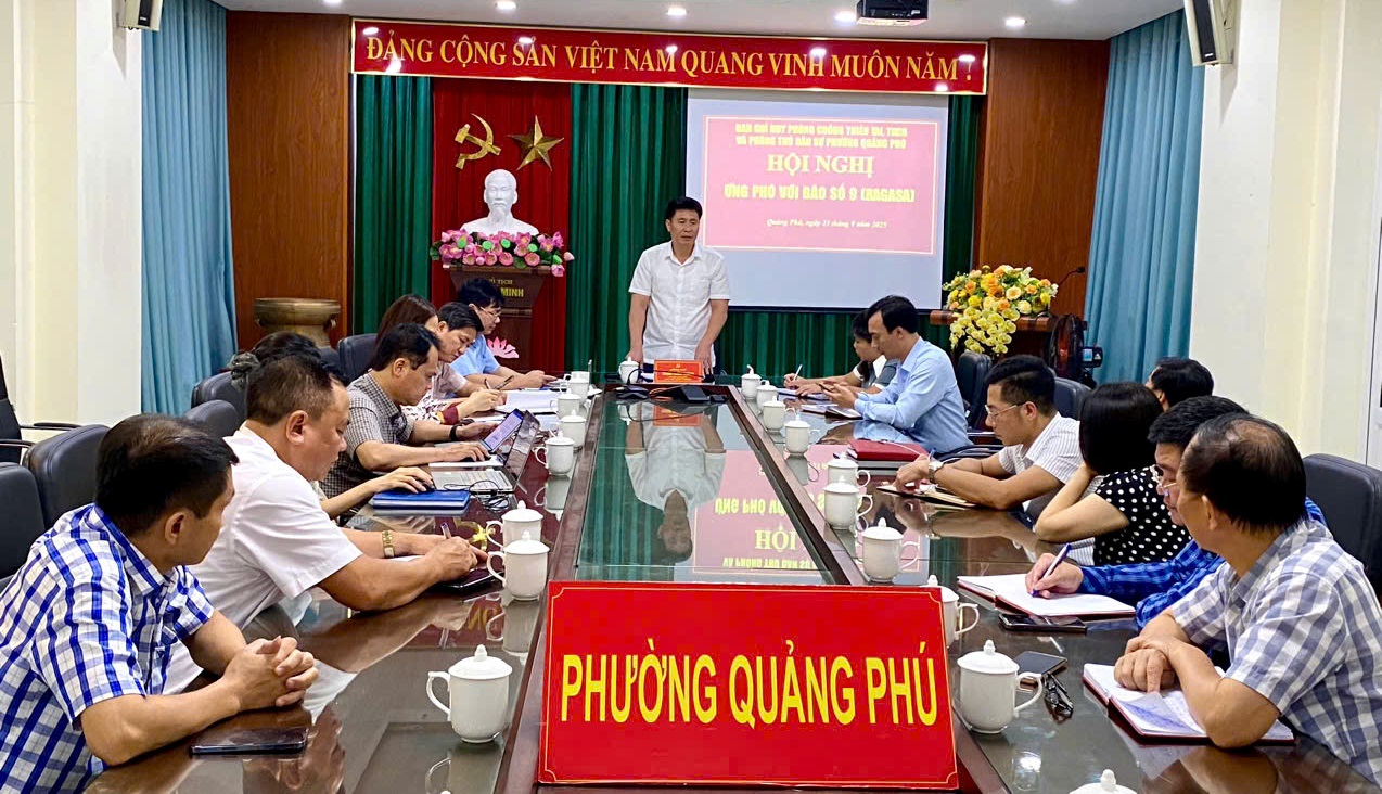 Phường Quảng Phú tham dự hội nghị trực tuyến toàn tình về ứng phó với cơn bão số 9 năm 2025