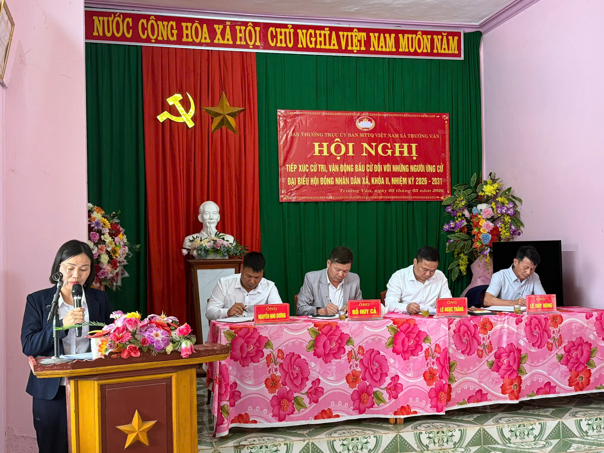HỘI NGHỊ TIẾP XÚC CỬ TRI, VẬN ĐỘNG BẦU CỬ ĐẠI BIỂU HĐND XÃ TRƯỜNG VĂN KHÓA II, NHIỆM KỲ 2026–2031 TẠI THÔN KIM PHÚ (ĐƠN VỊ BẦU CỬ SỐ 5)