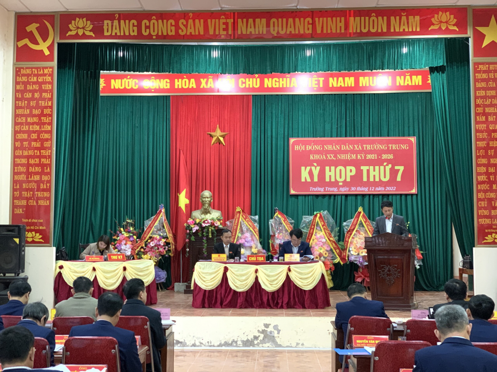 BÁO CÁO KẾT QUẢ KỲ HỌP THỨ BẢY HĐND XÃ TRƯỜNG TRUNG KHOÁ XX, NHIỆM KỲ 2021 – 2026.