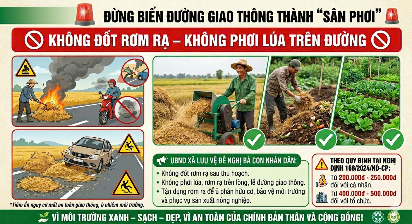 Tăng cường đảm bảo an toàn giao thông, vệ sinh môi trường trong mùa thu hoạch lúa vụ Xuân