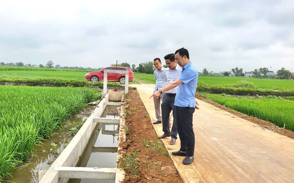 Chủ tịch UBND xã Lưu Vệ kiểm tra tiến độ các công trình, dự án và tình hình sản xuất vụ Chiêm Xuân trên địa bàn